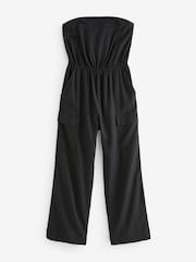Black Utility Bandeau Jumpsuit With Linen - Image 6 of 7