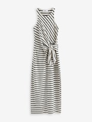 White/Black Stripe Tieside Sleeveless Jersey Maxi Dress - Image 5 of 6