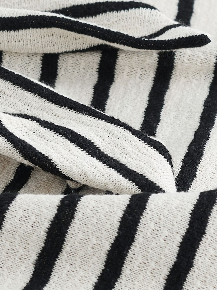 White/Black Stripe Tieside Sleeveless Jersey Maxi Dress - Image 6 of 6
