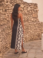 Black/White Slip Dress with Linen - Image 4 of 7