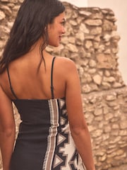 Black/White Slip Dress with Linen - Image 6 of 7