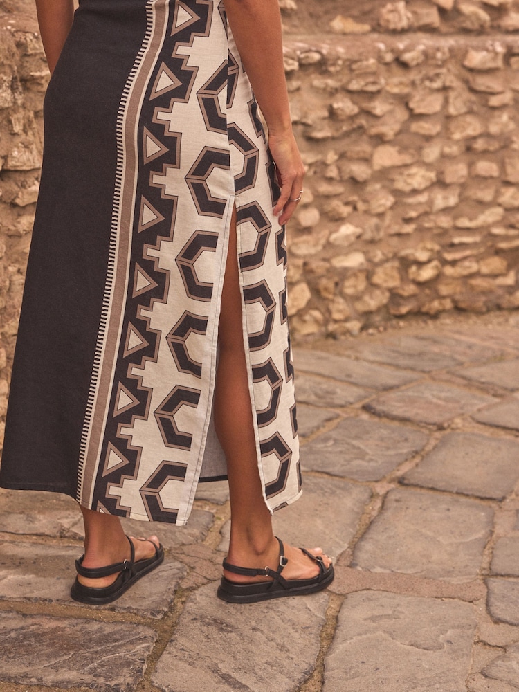 Black/White Slip Dress with Linen - Image 7 of 7