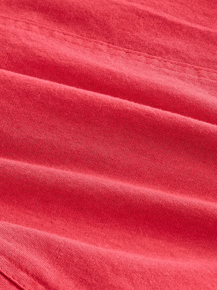 Red Print Mini Summer Shift Dress With Linen - Image 4 of 4