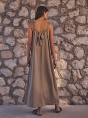 Chocolate Brown Slinky Maxi Dress - Image 2 of 7