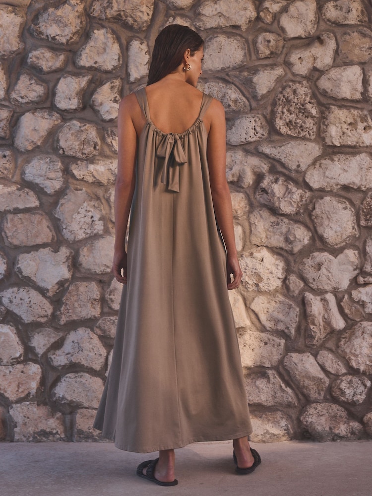 Chocolate Brown Slinky Maxi Dress - Image 2 of 7