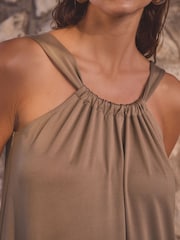 Chocolate Brown Slinky Maxi Dress - Image 4 of 7