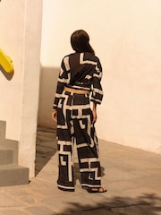 Brown Abstract Co-ord Wide Leg Beach Trousers - Image 2 of 7