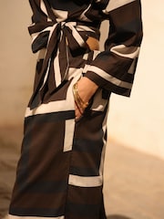 Brown Abstract Co-ord Wide Leg Beach Trousers - Image 4 of 7
