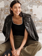 Black Craft Trim Ribbed Tank - Image 2 of 7