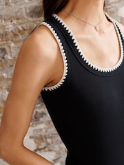 Black Craft Trim Ribbed Tank - Image 5 of 7
