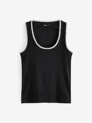 Black Craft Trim Ribbed Tank - Image 6 of 7