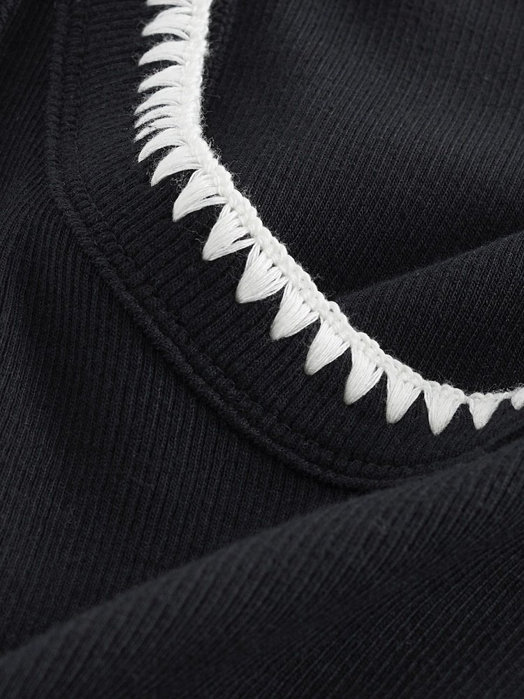 Black Craft Trim Ribbed Tank - Image 7 of 7