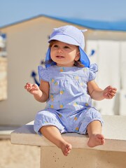 JoJo Maman Bébé Blue Stripe Legionnaire Cap - Image 4 of 5