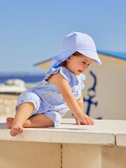 JoJo Maman Bébé Blue Stripe Legionnaire Cap - Image 5 of 5