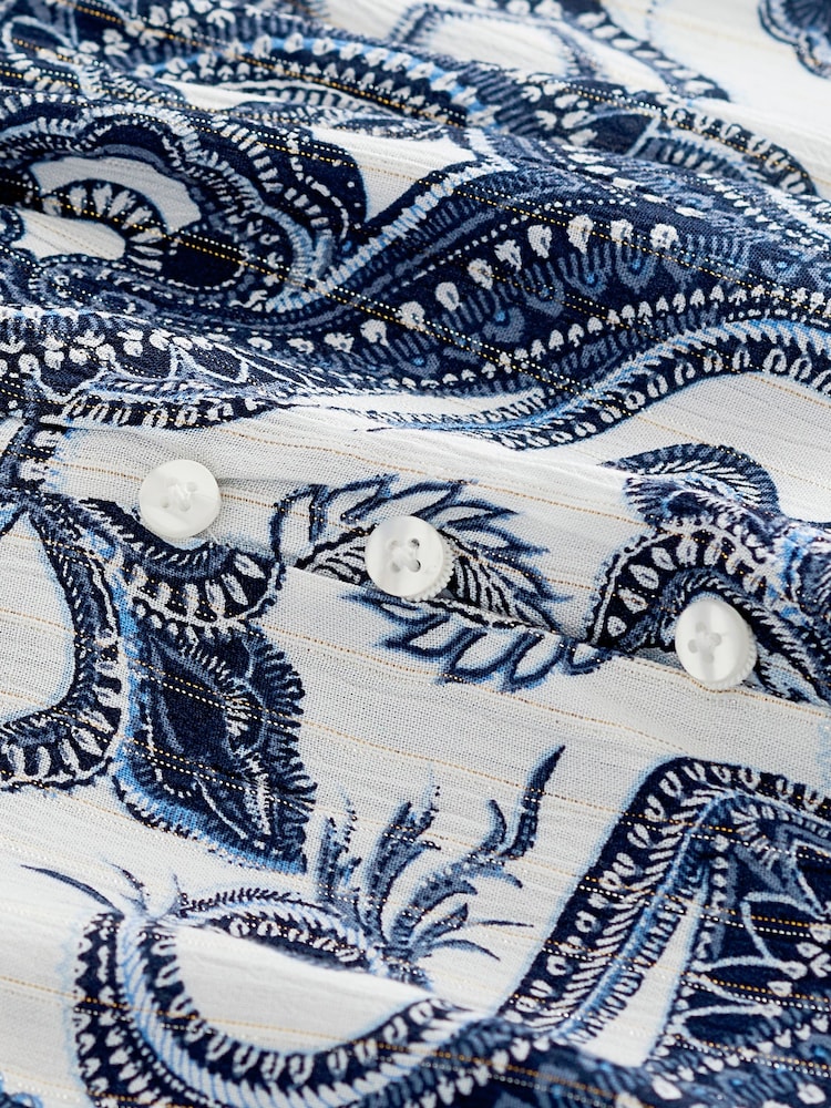 Navy Blue/White Feminine Frill Mini Summer Dress - Image 7 of 7