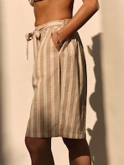 Neutral Stripe Bermuda 100% Cotton Shorts - Image 4 of 7