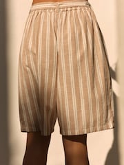 Neutral Stripe Bermuda 100% Cotton Shorts - Image 5 of 7