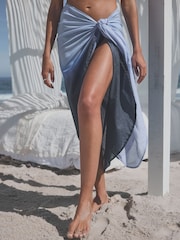 Blue Ombre Sarong Beach 100% Cotton Skirt Cover-Up - Image 2 of 6