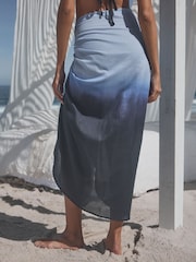 Blue Ombre Sarong Beach 100% Cotton Skirt Cover-Up - Image 3 of 6