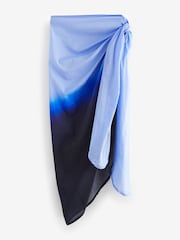 Blue Ombre Sarong Beach 100% Cotton Skirt Cover-Up - Image 5 of 6