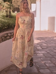 Yellow Floral Bandeau Summer Dress - Image 1 of 5