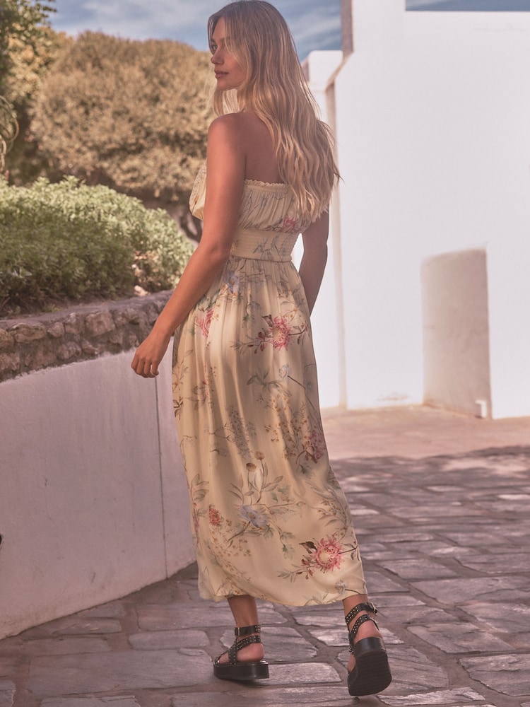 Yellow Floral Bandeau Summer Dress - Image 2 of 5