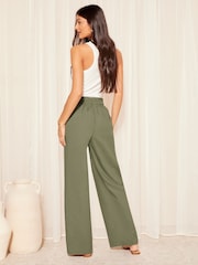 Friends Like These Khaki Green Khaki Green Wide Leg Trousers Co Ord with Linen - Image 4 of 4
