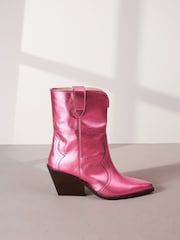 Pink Metallic Signature Leather Forever Comfort® Western Cowboy Boots - Image 2 of 6
