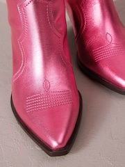 Pink Metallic Signature Leather Forever Comfort® Western Cowboy Boots - Image 4 of 6