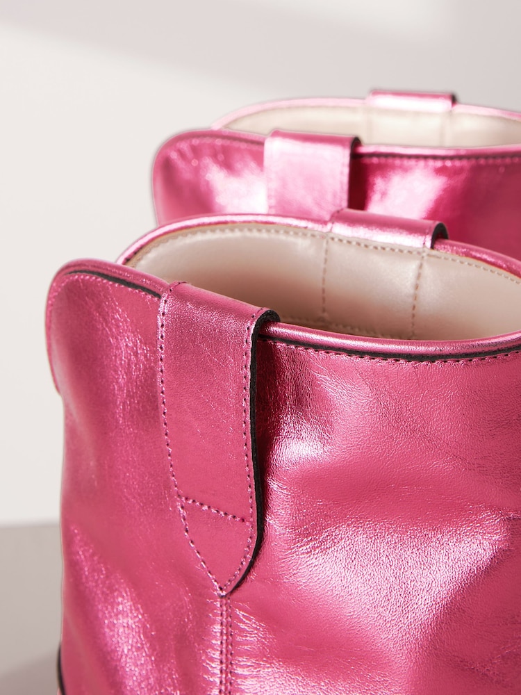 Pink Metallic Signature Leather Forever Comfort® Western Cowboy Boots - Image 5 of 6