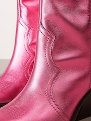 Pink Metallic Signature Leather Forever Comfort® Western Cowboy Boots - Image 6 of 6