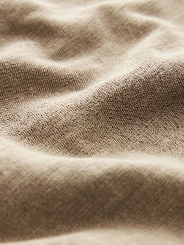 Washed Brown Crochet Trim Short Sleeve Washed T-Shirt - Image 8 of 8