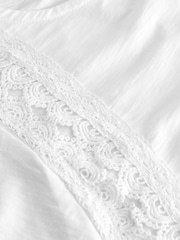 White Crochet Trim Short Sleeve Washed T-Shirt - Image 2 of 6