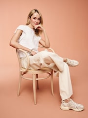 White Crochet Trim Short Sleeve Washed T-Shirt - Image 4 of 6