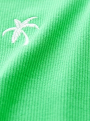 Green Ribbed Shorter length Sleeveless Racer Vest Tank Top - Image 6 of 6