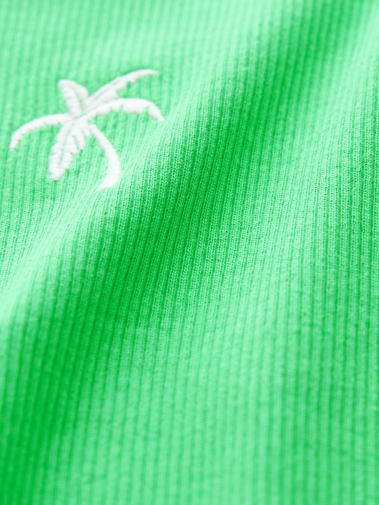 Green Ribbed Shorter length Sleeveless Racer Vest Tank Top - Image 6 of 6