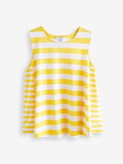 Yellow Relaxed Fit 100% Cotton Sleeveless Scoop Neck Slub Vest Top - Image 5 of 6