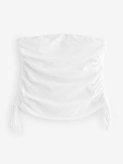 White 100% Cotton Slub Lettuce Edge Jersey Boobtube - Image 4 of 5