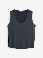 Charcoal Grey Premium Modal Rich Short Sleeve Scoop Neck Vest - Image 5 of 6