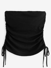 Black 100% Cotton Slub Lettuce Edge Jersey Boobtube - Image 2 of 3