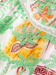 Pink Postcard Print Broderie Sleeveless Tie Top - Image 6 of 6
