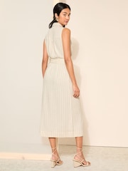 Friends Like These Nude Stripe Sleeveless Utility Dress with Pocket Detail - Image 4 of 4