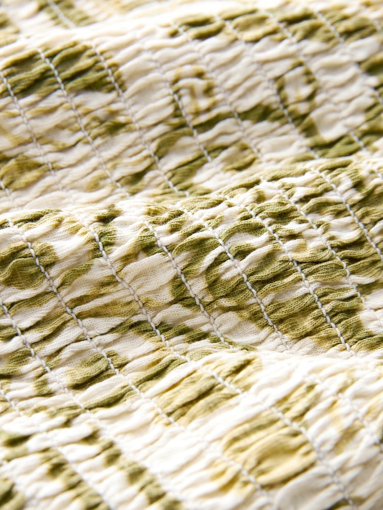 Green Tile Print Shirred Bandeau Top - Image 6 of 6 Green Tile Print Shirred Bandeau Top - Image 6 of 6