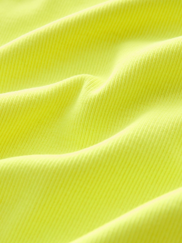 Fluro Yellow Ribbed Racer Tank Vest Sleeveless Top - Image 6 of 6
