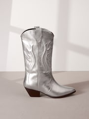 Silver Signature Leather Forever Comfort® Stitched Western Boots - Image 2 of 6