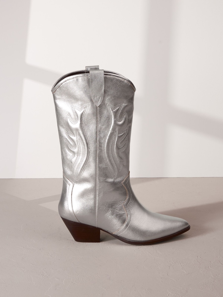 Silver Signature Leather Forever Comfort® Stitched Western Boots - Image 2 of 6