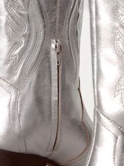 Silver Signature Leather Forever Comfort® Stitched Western Boots - Image 4 of 6