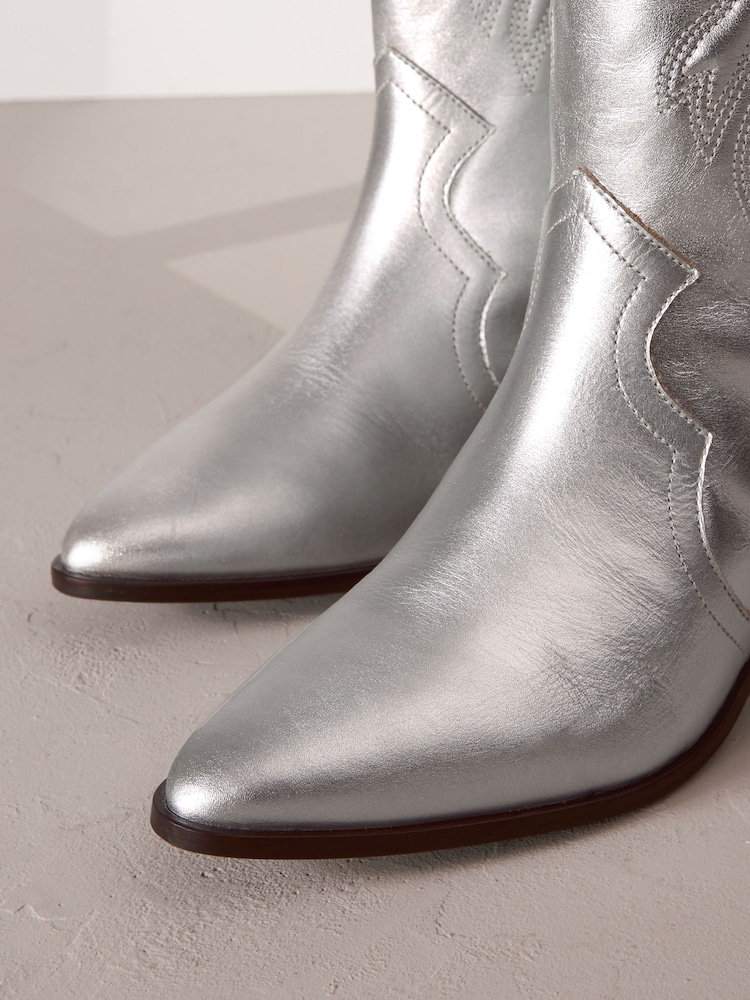 Silver Signature Leather Forever Comfort® Stitched Western Boots - Image 6 of 6