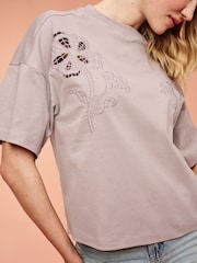 Purple Cutwork Detail T-Shirt - Image 4 of 6