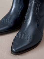 Navy Metallic Signature Leather Forever Comfort® Western Cowboy Boots - Image 4 of 6